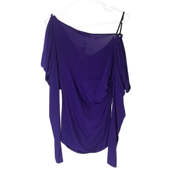 Catherine Maladrino Purple Cold Shoulder Blouse - Picture 2 of 4